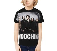 for Indochine-Pop Rock Band T-Shirt Adolescent Manche Courte - Tee-Shirt Rock Groupe Français - Haut Musique Concert Fans - Mode Décontractée Été X-Large