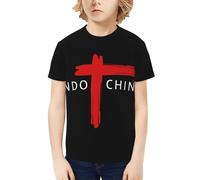 for Indochine-Pop Rock Band T-Shirt Adolescent Manche Courte - Tee-Shirt Rock Groupe Français - Haut Musique Concert Fans - Mode Décontractée Été Small
