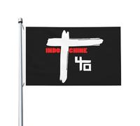 For Indochine-Rock Band Drapeau Double Face 3x5FT - Polyester Résistant with Metal Grommets- Fan Groupe de Rock Français - Décoration Extérieure et Intérieure - Cadeau Musique Rock