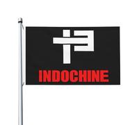 For Indochine-Rock Band Drapeau Double Face 3x5FT - Polyester Résistant with Metal Grommets- Fan Groupe de Rock Français - Décoration Extérieure et Intérieure - Cadeau Musique Rock