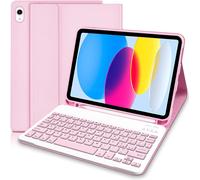 for iPad 10 Gen 2022, Detachable Bluetooth Keyboard, Case with Pencil Holder, Pink