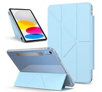 for iPad 10th Generation Case 10.9 inch Detachable Magnetic Slim Protective Case, Multi-Angle Viewing Clear Transparent Back Shell Stand Shockproof Tablet Cover(Blu)