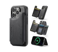 (For iPhone 16 Pro,Black)DG.MING MAGKING-K3 Series MagSafe RFID Card Bag Detachable Phone Case