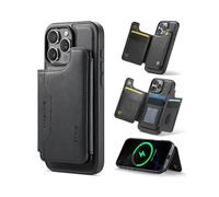 (For iPhone 16 Pro Max,Black)DG.MING MAGKING-K3 Series MagSafe RFID Card Bag Detachable Phone Case