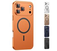 for iPhone 17 Pro Max Magnetic Charging Aluminum Metal Bumper, Snap Frame Phone Case, Full Camera Protection & Mechanical Lock for iPhone 17/16/15 Series Case. (16 Pro Max,Orange)