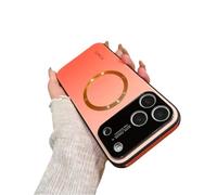 For iPhone 17 Promax Gradient Glass-Gloss Case, Compatible with Magsafe Hybrid Magnetic Slim Cover with Shockproof Airbags, Acrylic Back with Glossy Gradient Finish (For iPhone 17 Pro,Orange)
