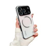 For iPhone 17 Promax Gradient Glass-Gloss Case, Compatible with Magsafe Hybrid Magnetic Slim Cover with Shockproof Airbags, Acrylic Back with Glossy Gradient Finish (For iPhone 17 ProMax,White)