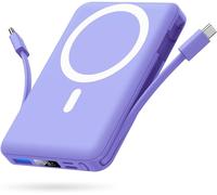 For Iphone Magnetic External Battery, Compatible With Magsafe 10000mah Wireless Power Bank Quick Charge With 2 Integrated Cables Led Display Compatible Iphone 16/15/14/13/12/Pro/Pro Max