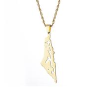 For Israel Palestine Map Pendant Necklace Stainless Steel Country Geography Chain for Women Jewelry (Model 7)
