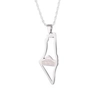 For Israel Palestine Map Pendant Necklace Stainless Steel Country Geography Chain for Women Jewelry (Model 4)