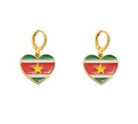 For Jamaica Heart Stainless Steel Map Pendant Necklaces Map Jewelry Gold Color Items for Bridal Women Man Party Gifts Earrings Sets Round Ball Jewelry (Model 4)