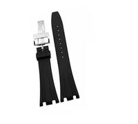 For Kevisae 28 mm Bracelet de Montre en Caoutchouc Silicone for Audemars for Piguet for Royal for Oak Offshore 15703 15710, Bracelet de Montre Noir Compatible AP(Silver buckle)