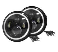 For Land for Rover for Defender 90 1995-1997 Signal séquentiel avant 7 "phare LED haut/bas H4 Halo Angle yeux lumières ensemble de 2 pièces for tout-terrain(2 pcs Round-7inch)