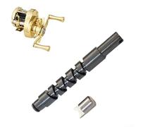 For Lizard Pro Drum Fishing Reel Replacement Twists Shaft Half Moon Pin Set - 37,8 mm Alliage d'aluminium et acier inoxydable Pièce de réparation pour modification de moulinet, noir/argent (tige +