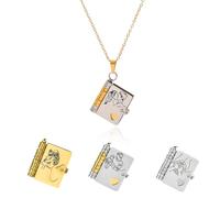 For Love - Collier avec livre « I Love You », collier personnalisable réglable gravé pour femme/épouse/petit ami/petite amie/couples, bijoux multicouches ouvrables avec 6 pages, cadeau pour ma fille