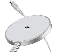 For Magsafe Chargeur Sans Fil 15 W, Certifié Qi2, Pour Iphone 16/16 Pro/16 Pro Max/15/14/13, Airpods 4/3/2 Pro, Station De Charge Inductive Avec Câble En Nylon A/C Renforcé De 1,5 M, Argenté
