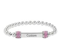 For Memorial- I'm a Wife to a Husband Custom Name Bead Bracelet,Personalized Forever Bracelets for Couples Women Men Bracelet,Stainless Steel Memorial Jewelry for Loved One (Pink-Custom)