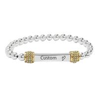 For Memorial- I'm a Wife to a Husband Custom Name Bead Bracelet,Personalized Forever Bracelets for Couples Women Men Bracelet,Stainless Steel Memorial Jewelry for Loved One (Heart-Gold)