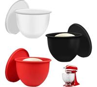 for MixAid Lot de 3 revêtements en silicone pour bol mélangeur KitchenAid à tête inclinable de 5 l avec couvercles | Réduit le bruit, pas de changement de bols, passe au lave-vaisselle