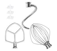 For Mixeur 6 QT, Crochet Pétrisseur K256WW, Fouet Métallique Et Palette À Lame Plate, Accessoires De Mixage En Acier Inoxydable-T33C