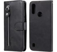 For Motorola Moto E6s 2020 Mode Calf Texture Zipper Horizontal Flip Cuir Too Avec Support&card Slots&portefeuille Fonction Smartphone Slim Cover Shell Color Black