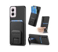 (For Motorola Moto G Power 5G 2024)Carbon Fiber Card Bag Fold Stand Phone Case