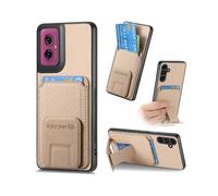 (For Motorola Moto G55)Carbon Fiber Card Bag Fold Stand Phone Case