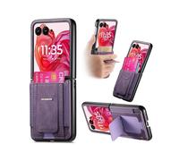 (For Motorola Moto Razr 50 Ultra,Purple)Retro Leather Fold Stand Elastic Card Bag Phone Case