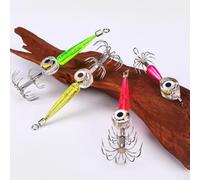 For Nights Out on the Water Lot de 2 leurres de calamar équipés de LED conçus pour attraper les seiches et les pieuvres (4# jaune)