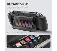 For Nintendo Switch OLED Case (2021),Rugged Protective Cover with Adjustable Stand,MicroSD & Game Cards Storage Slots for Nintendo Switch OLED and Joy-Con Controller-Black