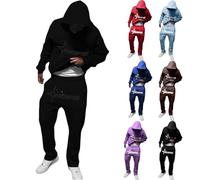 for NOFS Survêtement pour homme - Ensemble 2 pièces à manches longues avec capuche - Pantalon de jogging - Tenue de sport - Chaud - Décontracté - Lettres imprimées - Y2K Hip Hop - Survêtement