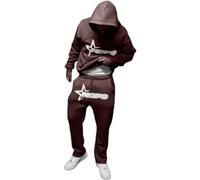 for NOFS Survêtement pour homme - Ensemble 2 pièces à manches longues avec capuche - Pantalon de jogging - Tenue de sport - Chaud - Décontracté - Lettres imprimées - Y2K Hip Hop - Survêtement