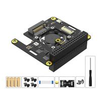 For Raspberry Pi 5 M.2 NVME to PCIe Adapter Supports M2 2230 2242 M Key NVME SSD with Cooler Automatic Discoloration LED