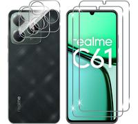 For Realme C63/Realme C61 Tempered Glass, 2+2 Pieces Screen Protector + Rear Camera Protector Film, 9h Hardness Hd Anti-Scratch Bubble-Free Tempered Glass Screen Protectors
