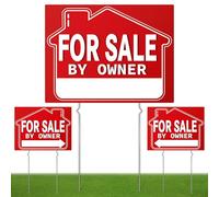 For Sale By Owner Yard Sign (3 Pack), 18" X 14" Double-Sided Yard Signs with Metal H Stakes，For Sale By Owner Signs for Real Estate, Perfect for Home Owners Real Estate Directional Arrows Signs, House