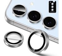 For Samsung Galaxy S24 Fe 5g Camera Protection, 9h Individual Lens Screen Protectors, Metal Ring + Tempered Glass, Hd Anti-Scratch Protector Film \ Silver