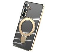 for Samsung Galaxy S25 Ultra Case, Wireless Charging for Samsung Galaxy S25 Ultra Case with Magnetic Ring Stand Plating Case. (Gold,for S25Plus)