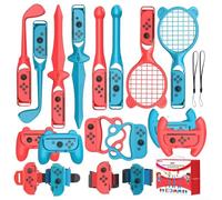 For TellStones Kit d'accessoires de sport 18 en 1 pour Nintendo Switch compatible avec modèle de raquette de tennis, club de golf, Sword Grip Family Gaming Bundle
