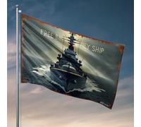 For The Boys Flag Free Battle : The Mighty Ship Sails on Flag Décoration murale pour dortoir de garçon 152 x 244 cm