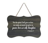 For The Spirit God Gave Us Does Not Make Us Timid, But Gives Us Power, Love And Self Discipline - 2 panneaux en bois de 15,2 x 25,4 cm - Décoration murale en bois pour porte d'entrée, salon, cuisine