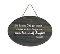 For The Spirit God Gave Us Does Not Make Us Timid, But Gives Us Power, Love And Self Discipline - 2 panneaux en bois de 15,2 x 25,4 cm - Décoration murale en bois pour porte d'entrée, salon, cuisine