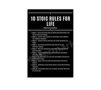 For the Thoughtful Mind - Stoic Philosophy Guide Poster, Set of Life Principles, Intellectual Gift for Graduates, Professionals, Premium Canvas Print(Framed,08x12inch(20x30cm))