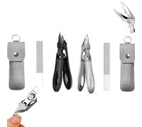 For Thick Nails, Seniors & Ingrown Care,Nail Clippers With Overall Stainless Steel | Unique Folding Lock For Safe | Ultra-Thin & Sharp | Easy Grip And Squeeze (2pcs Black+Silver+File)