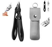 For Thick Nails, Seniors & Ingrown Care,Nail Clippers With Overall Stainless Steel | Unique Folding Lock For Safe | Ultra-Thin & Sharp | Easy Grip And Squeeze (1pcs Black)