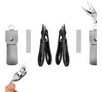For Thick Nails, Seniors & Ingrown Care,Nail Clippers With Overall Stainless Steel | Unique Folding Lock For Safe | Ultra-Thin & Sharp | Easy Grip And Squeeze (2pcs Black+File)