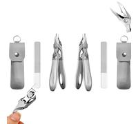 For Thick Nails, Seniors & Ingrown Care,Nail Clippers With Overall Stainless Steel | Unique Folding Lock For Safe | Ultra-Thin & Sharp | Easy Grip And Squeeze (2pcs Silver+File)