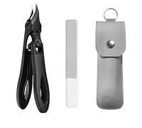 For Thick Nails, Seniors & Ingrown Care,Nail Clippers With Overall Stainless Steel | Unique Folding Lock For Safe | Ultra-Thin & Sharp | Easy Grip And Squeeze (1pcs Black+File)