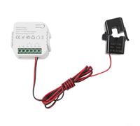 For Tuya - Compteur d'énergie WiFi intelligent 2 canaux avec pince pour surveillance de la tension et du courant en temps réel avec alarme pour analyse de l'énergie (blanc, 1 CT)