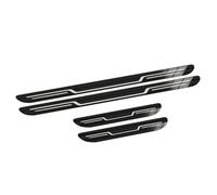 For VW For Golf 8 For MK8 For GTI For GTE For GTD R 2020-2025 Stainless Steel Door Sill Protectors, Anti-Scratch Kick Plates with Non-Slip Welcome Pedal Strips(A/Black Titanium Brushed)