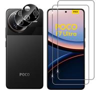 For Xiaomi Poco F7 Ultra Tempered Glass + Rear Camera Protector (Black), [2 + 2 Pieces] Anti-Scratch Screen Protector, Bubble-Free Tempered Glass, Full Coverage Screen Protectors